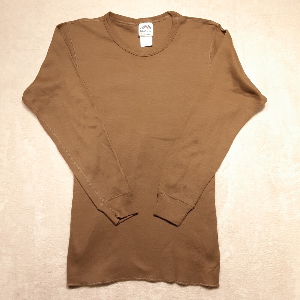 Medalist Mens Long Sleeve Base Layer Thermal Shirt Sz.M/Brown/Made In U.S.A/New!